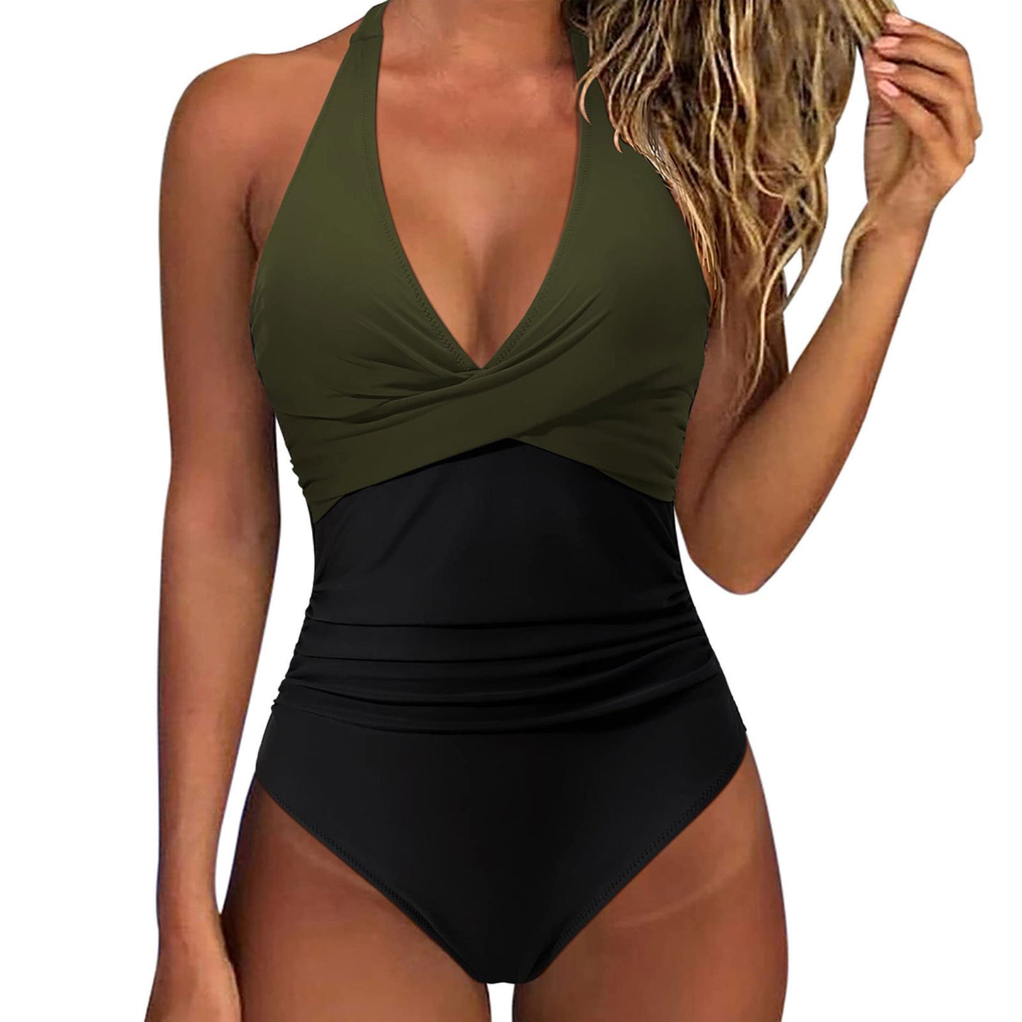 Slim Contour One-Piece Swimsuit – Tummy Control, Elegant V-Neck & Flattering Fit Women's Multicolor Backless Lace-up Sexy Siamese Swimsuit