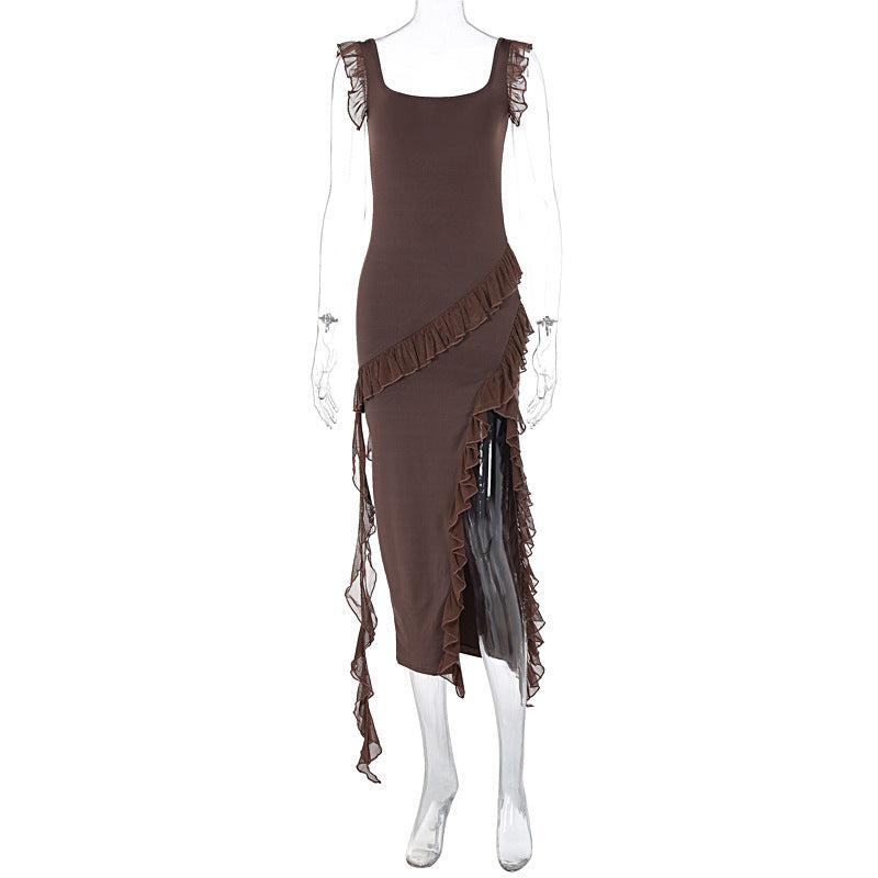 Versatile Fashionable Stringy Selvedge Stitching Temperament Bodycon Dress