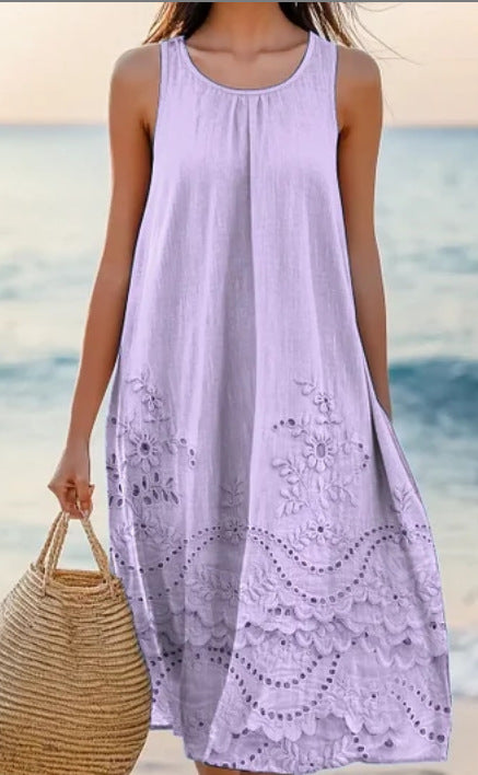 Polyester Short-sleeve One-piece Dress For Women