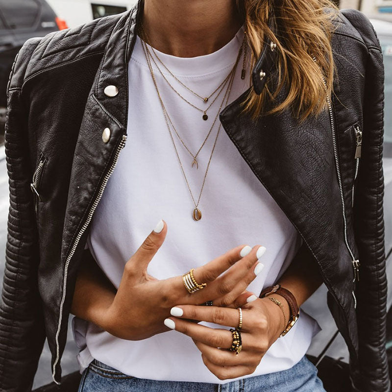 Short Chic Leather Jacket Coat For Women's