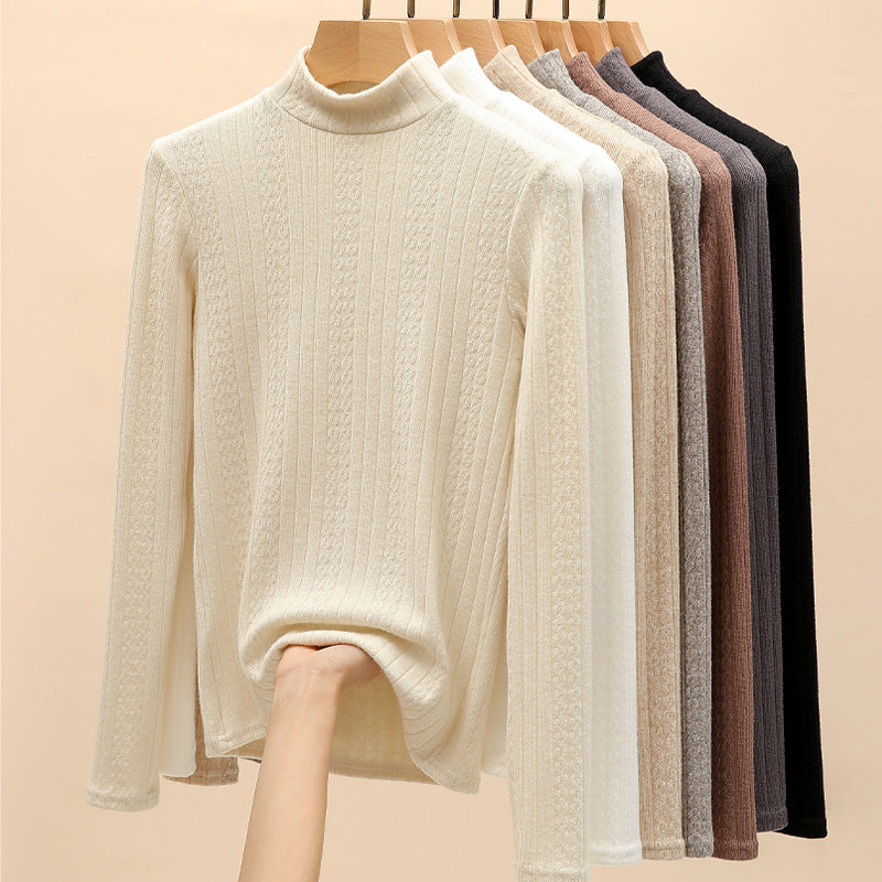 Knitwear Bottoming T-Shirt Women's Autumn And Winter Western Style Inner Wear Half Turtleneck