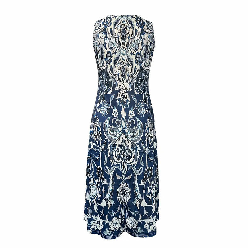 Summer Sleeveless Boho Maxi Sundress Loose, Flowy Casual Beach Midi Dress