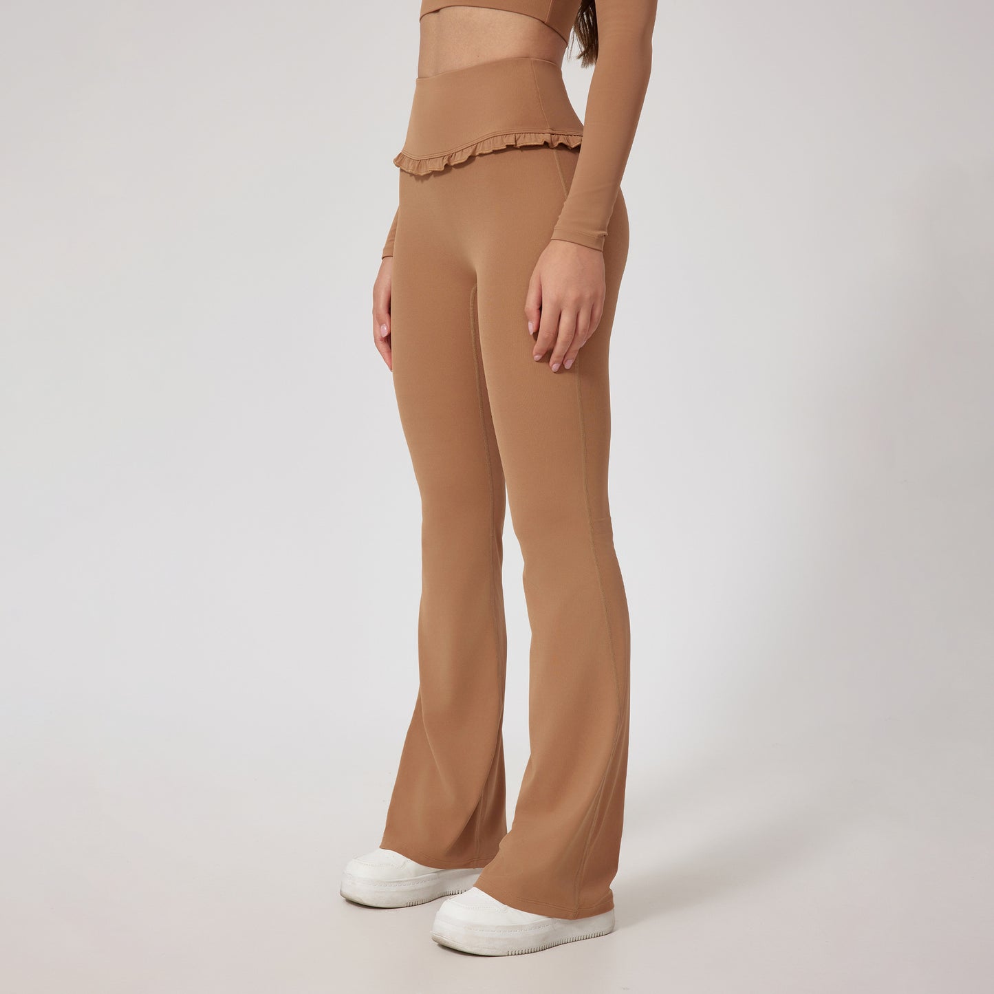 Flare & Flex Ruffle Pants – Sweet Details, Fierce Comfort High Waist Hip Lift Lace Nude Feel Yoga Pants Running Fitness