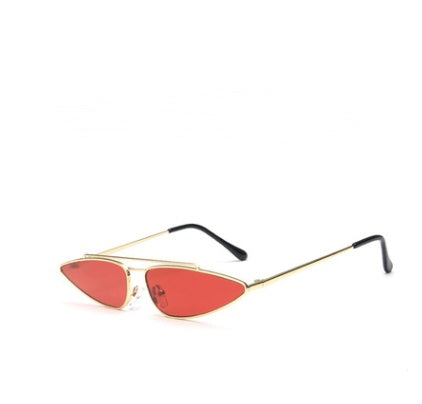 Retro Skinny Cat Eye Sunglasses New Double Metal Frame Vintage Sunglasses