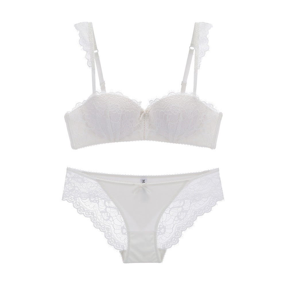 Elegant Lace Bra & Panty Lingerie Set Sexy Lace Gathered Bra Set