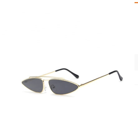 Retro Skinny Cat Eye Sunglasses New Double Metal Frame Vintage Sunglasses
