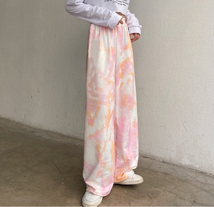 Vibe Wave Printed Lounge Pants – Unapologetically Bold Tie Dye Wide Leg Pants New Women's Nine-quarter Pants