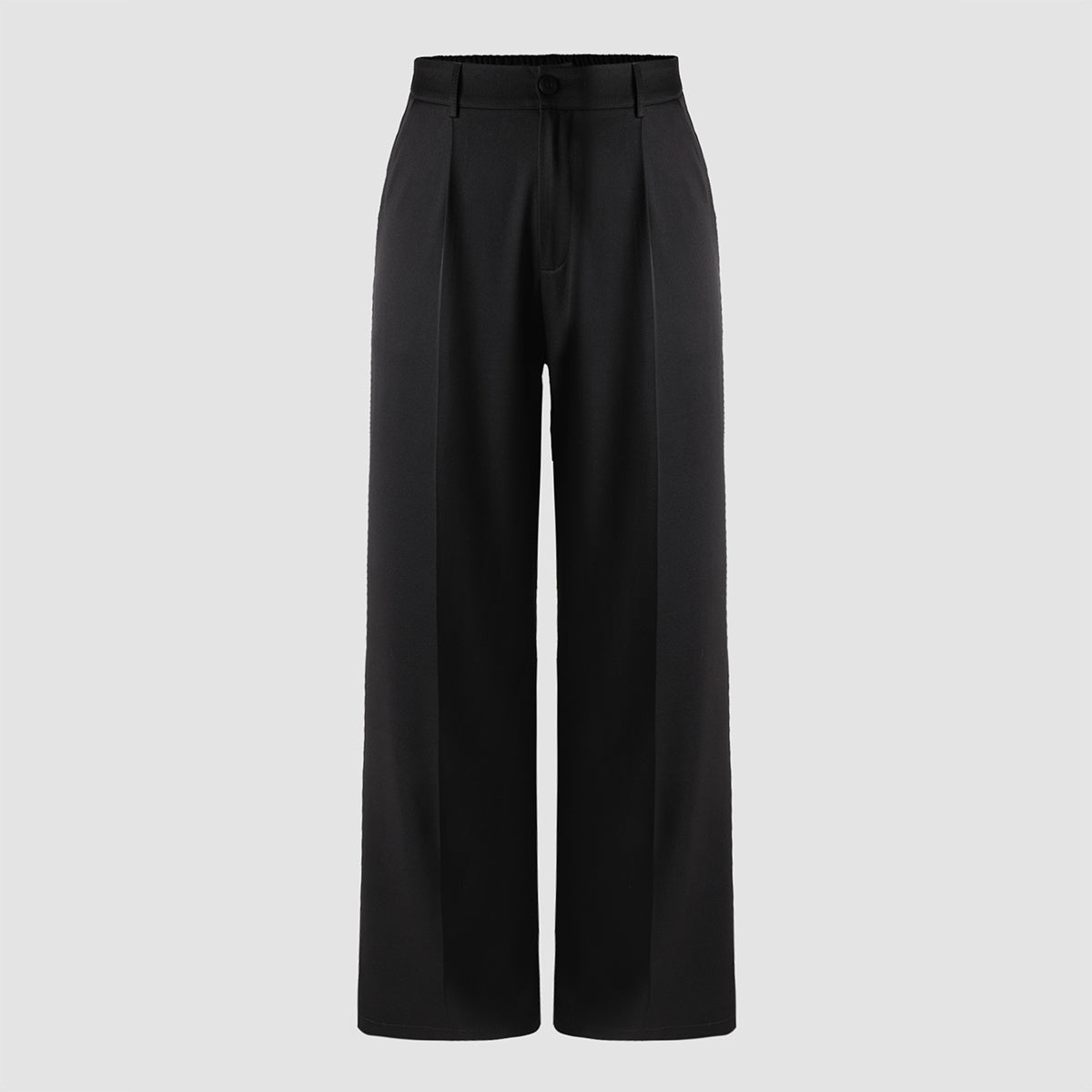 High Waist Plus Size Pocket Straight Skinny Casual Suit Pants - Draped Design