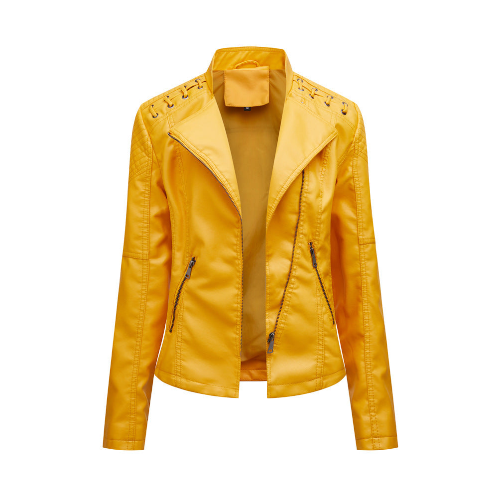 Leather Jackets Women's Short Jackets Slim Thin Leather Jackets Ladies Motorcycle Suits For Women's