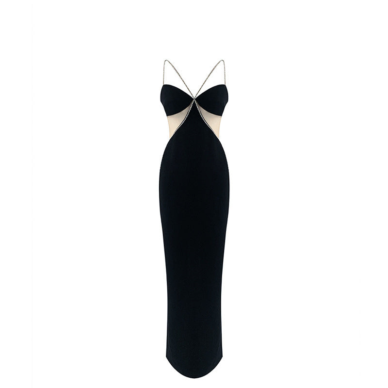 Sexy Small Black Bodycon Dress With Waist For Women's