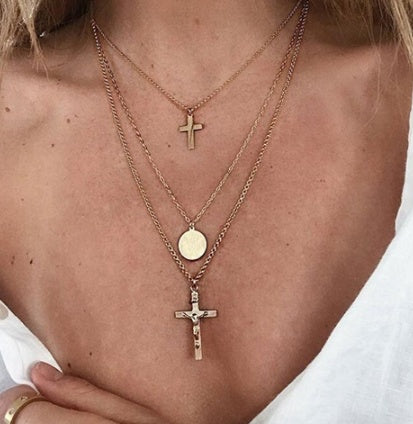 Boho Layered Star & Evil Eye / Cross & Coin Pendant Necklace Bls-miracle Multilayer Necklace for Women Long Chain Turkish Eye Pendant Necklaces Trendy Crystal Star Water droplets Necklaces