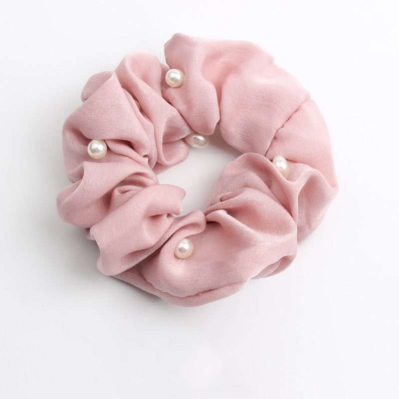 Elegant Faux Pearl Hair Scrunchie Creative rubber band fabric hair accessories hair ring