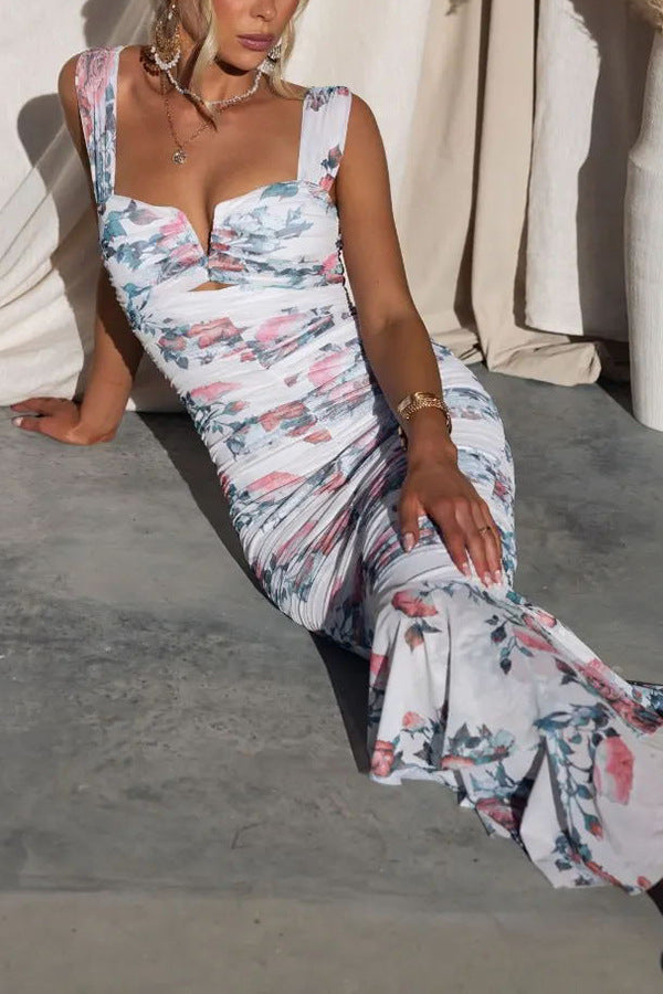 Classic Printed Casual Sling Bodycon Dress