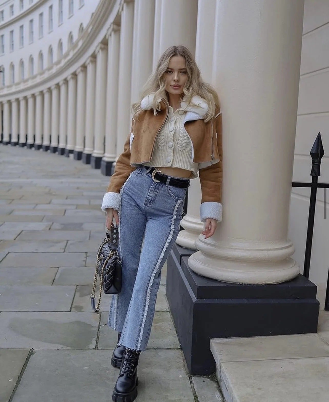 Lapel Loose Short Suede Contrast Color Pocket Side Zipper Lamb Wool Long Sleeve Coat