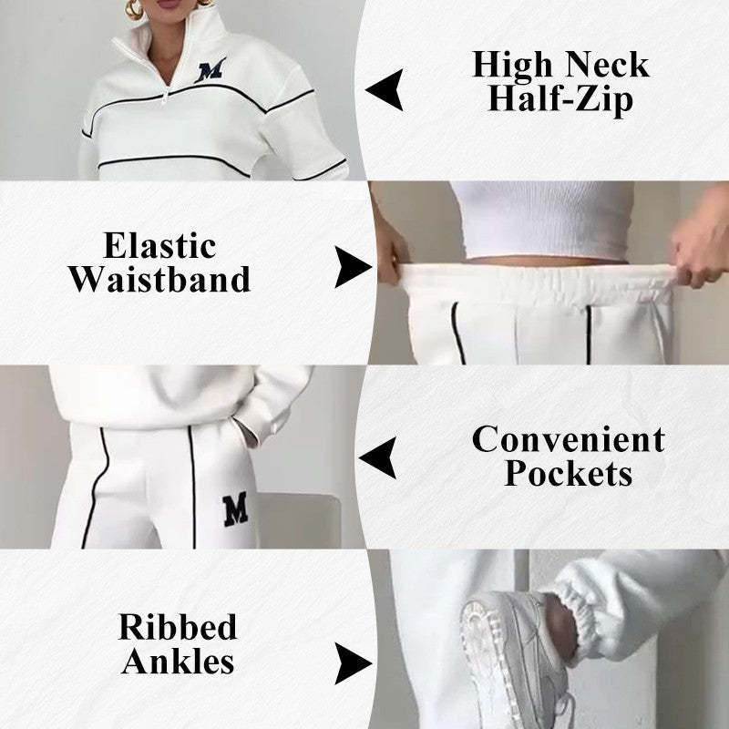 Michigan Varsity Lounge Set – Cozy Fit, Classic Edge Women's 2 Piece Outfits Lounge Hoodless Pullover Sweatshirt Sweatsuit Sets Sweatshirt Baggy Fashion Sweatpants With Pockets