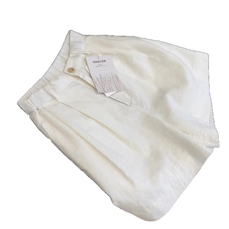 Fashionable Slimming Woven Belt Linen Shorts