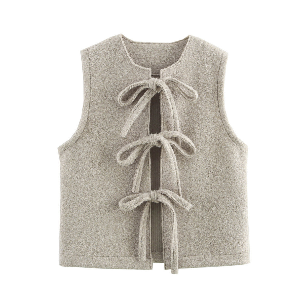 New Wool Quality Bowknot Decoration Vest Coat Women's