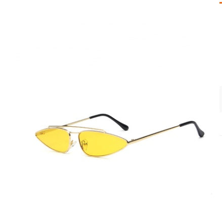 Retro Skinny Cat Eye Sunglasses New Double Metal Frame Vintage Sunglasses