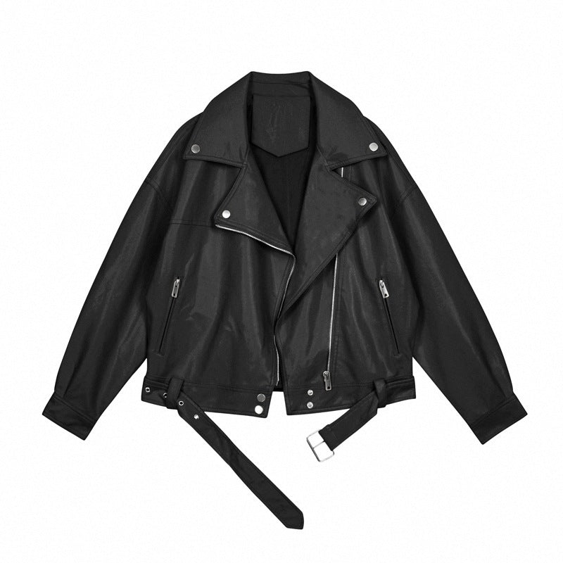 Classic Retro Locomotive Leather Coat Women