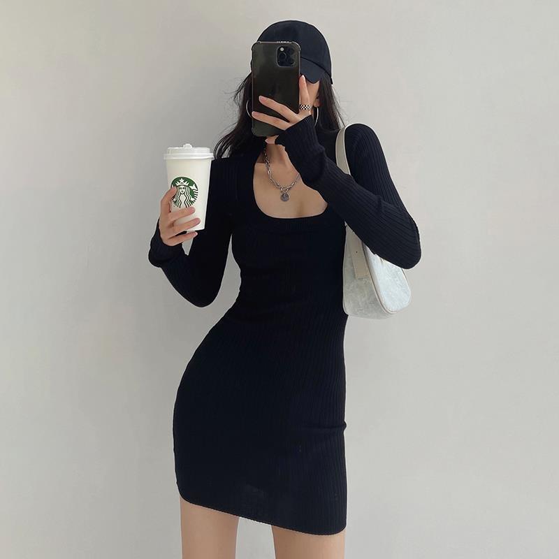 French Slim Knitted Dress Slim fit Bodycon Dress Women's