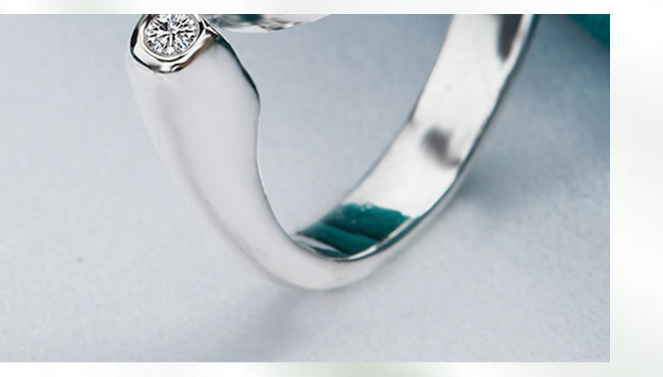 Unique Teardrop Design Sterling Silver Ring with Gemstone Silver Mouth Ring Women's Fashion Accessories Jewelry