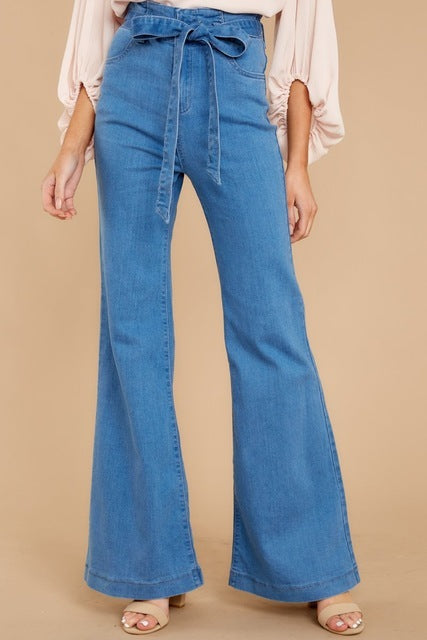 Retro Hippie Stretch Flare Slim Fit Pants Wide-Leg Flared Jeans