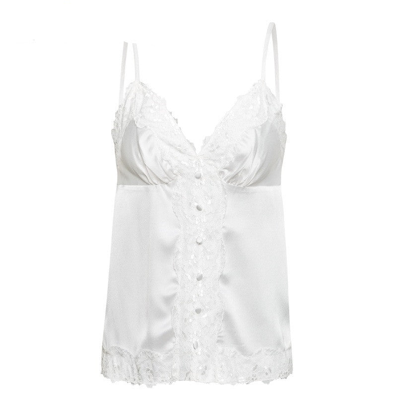 Stay Stylish & Confident in Our Trendy Crop Tops Korean Style Button Sling Women's Cotton Top