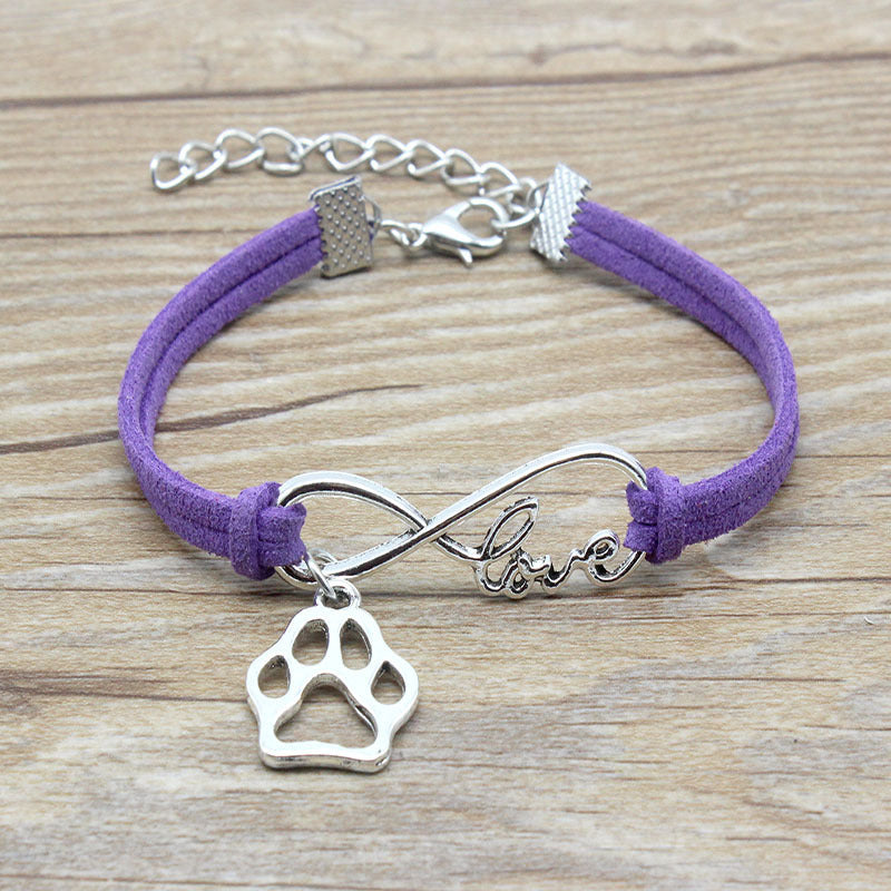 Cute Dog Paw & "Love" Infinity Friendship Bracelet Jewelry Simple Style Hand-woven Infinite Love Pet Bracelet