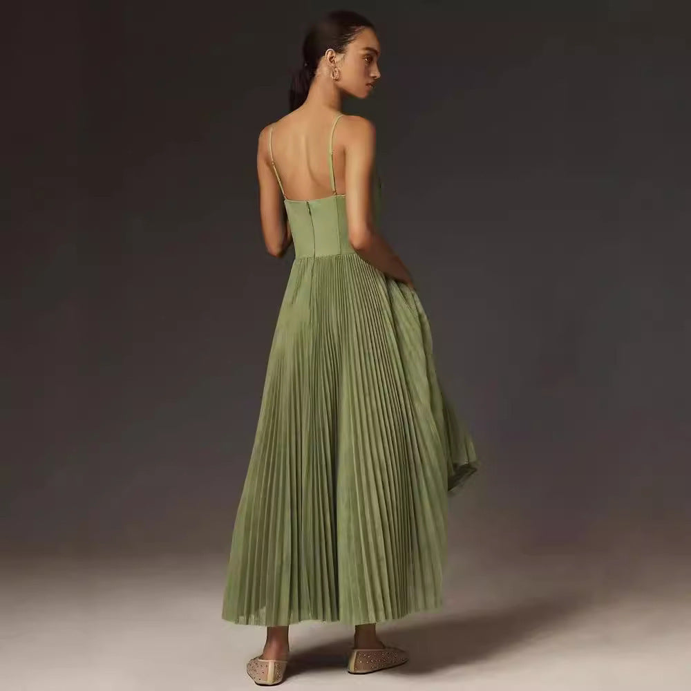 Sling Backless Sleeveless Slim Fit Dress For Women's