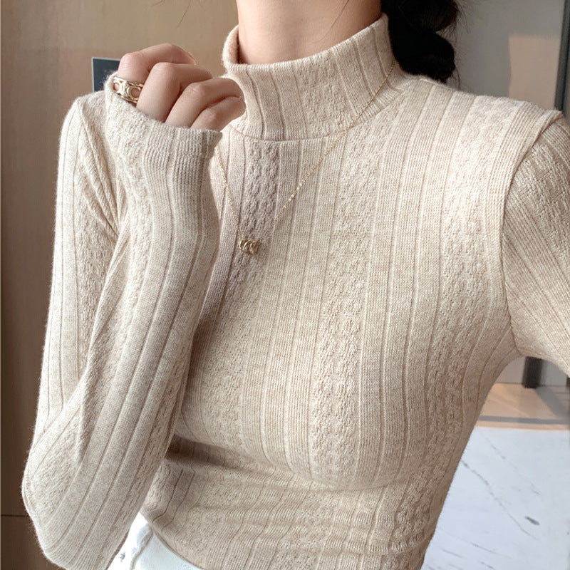 Knitwear Bottoming T-Shirt Women's Autumn And Winter Western Style Inner Wear Half Turtleneck