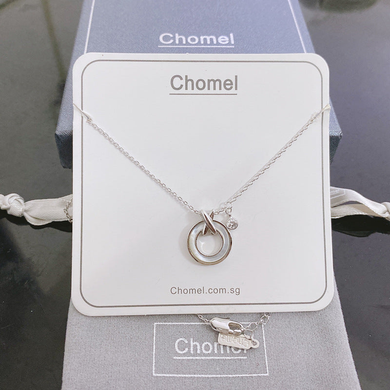 Elegant Twin Ring Pendant Necklace – Timeless Gold & Silver Dual-Tone Design Fritillary circle silver necklace