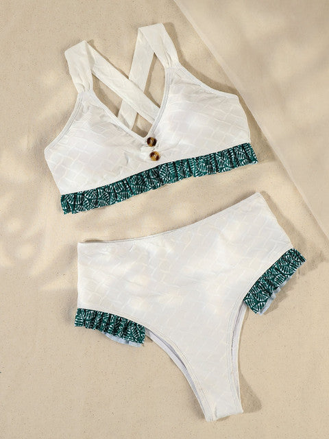 Sexy Two-Piece String Bikini with Matching Cover-Up Skirt Women Floral Swimsuit Summer Bikini Set