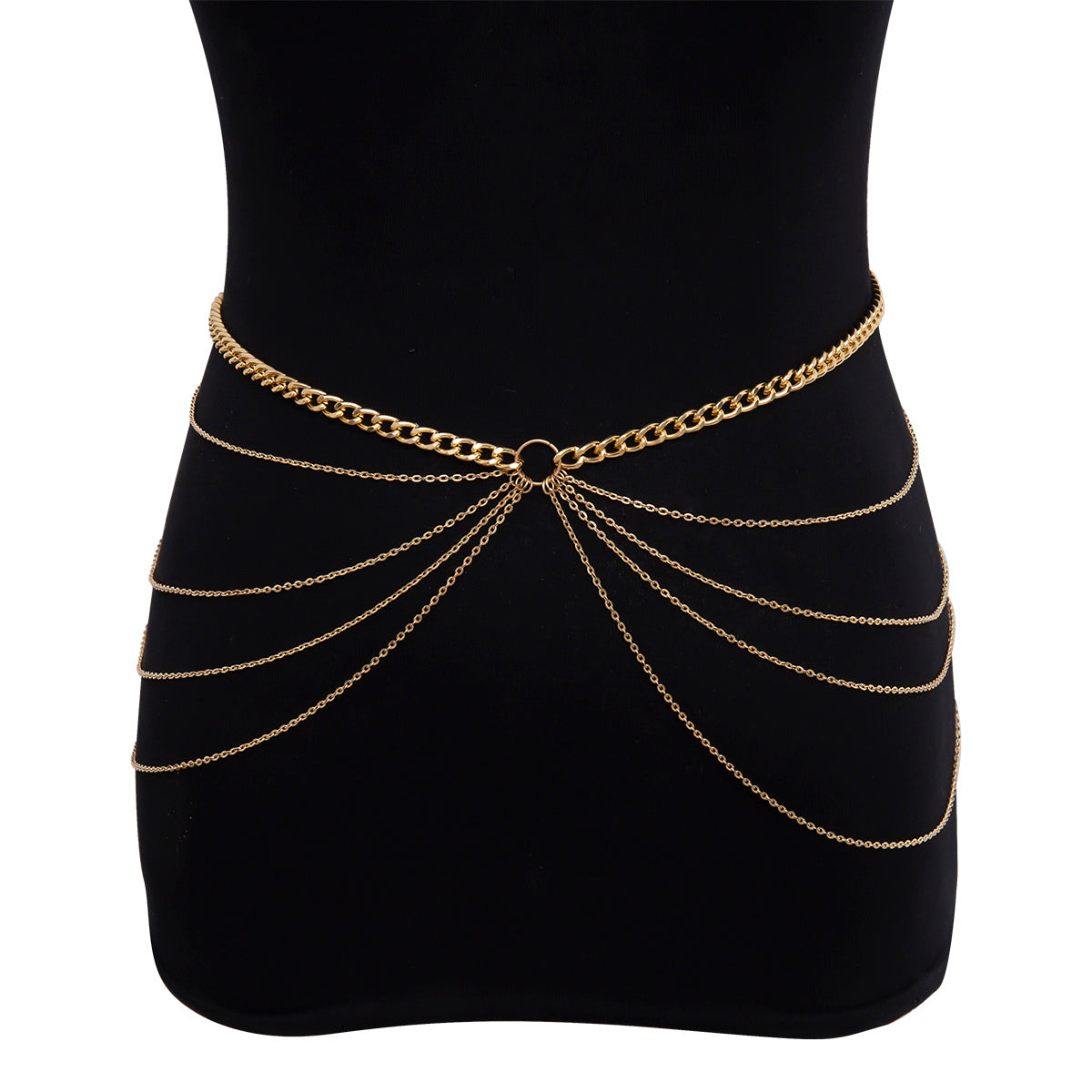 Chic Layered Chain Belts Golden Body Chains & Waist Adornments Trendy Multi-Chain Hip Belts Fashion Body Jewelry Metal Geometric Waist Chain