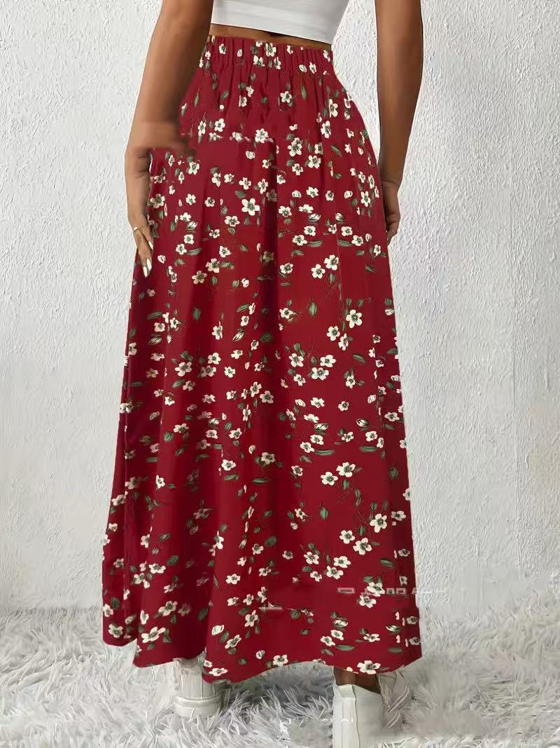 Fashionable With Side-slit Printed Skirt For Women's