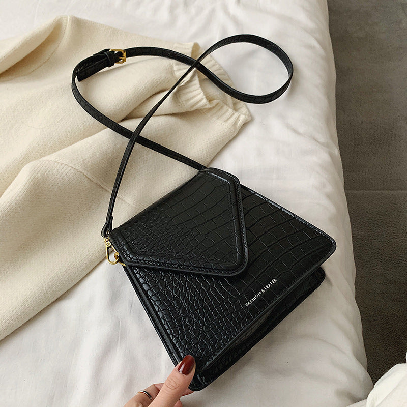 Everyday Chic Croc Effect Mini Messenger Bag Everyday Chic Croc Effect Mini Messenger Bag Shoulder Bag Black Crossbody Bag