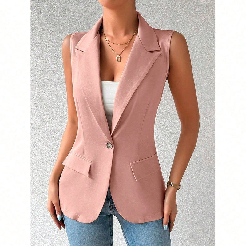 Sleeveless Vest Blazer Casual Open Front Work Office Tops Jacket