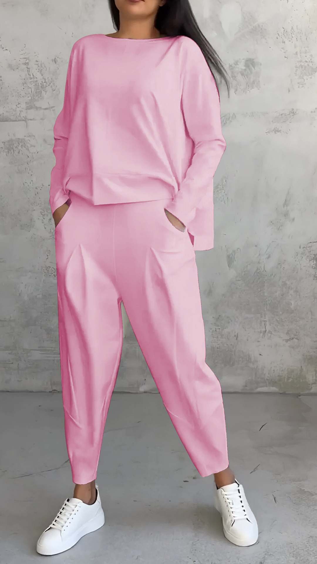 Chic Everyday Coord Set – Style Meets Comfort Women's Irregular Design Long-sleeved Sweater Harem Pants Suit