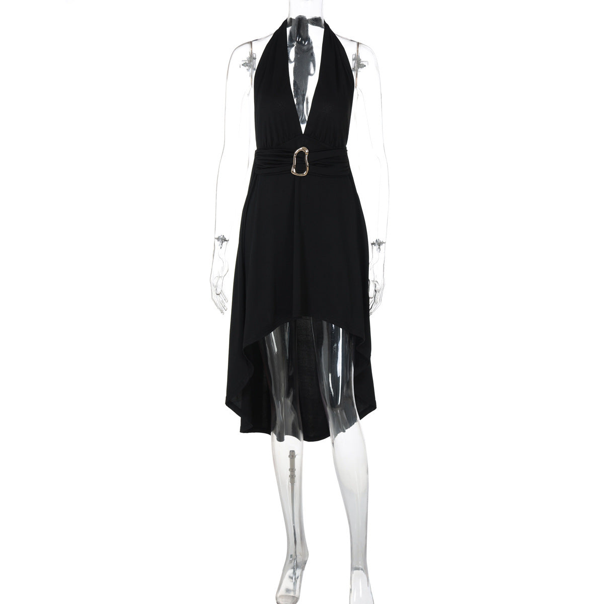 Fashion V-neck Lace-up Mid Waist Dress For Women's