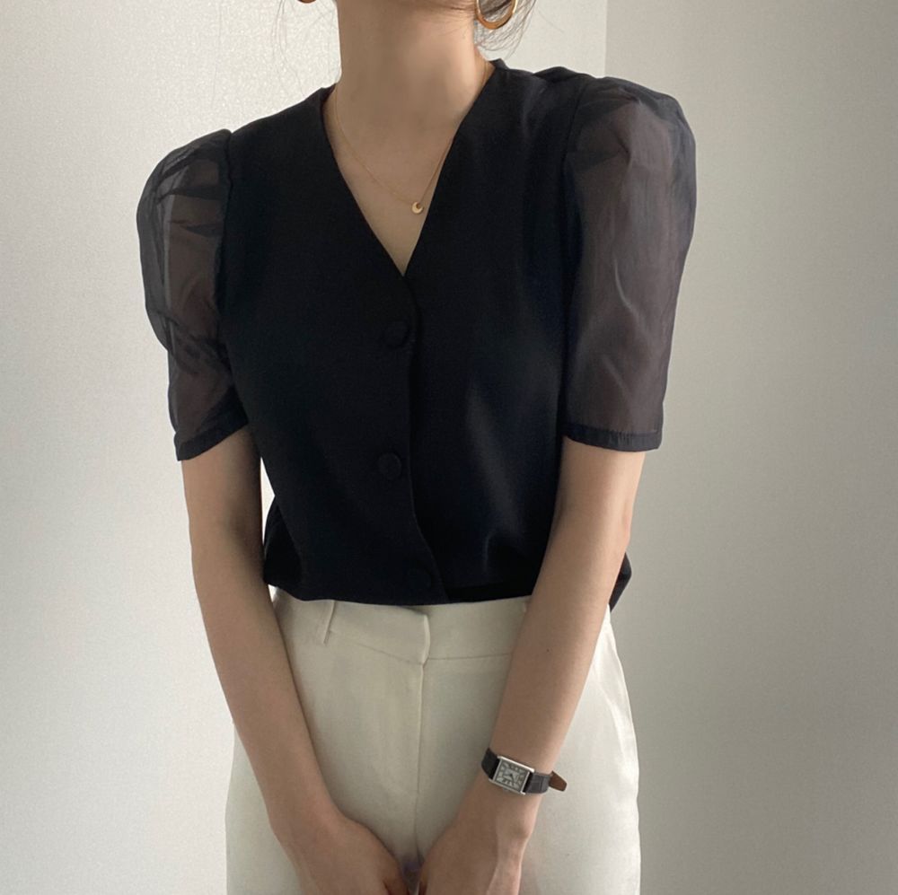 Korean Mesh Splicing Shirt For Women