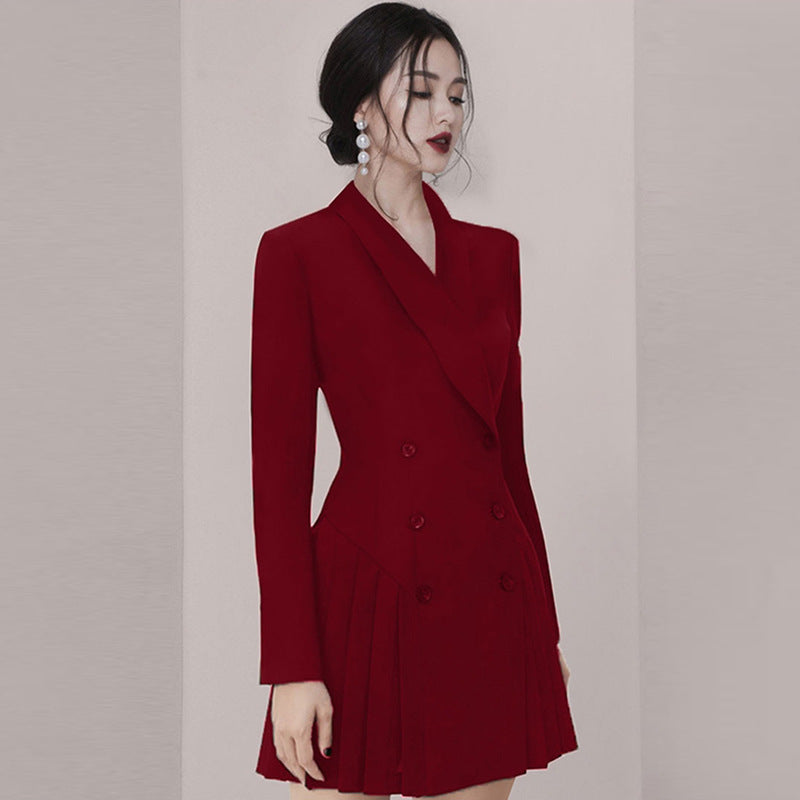 Elegant Office Black Suit Casual Short Dress For Women's