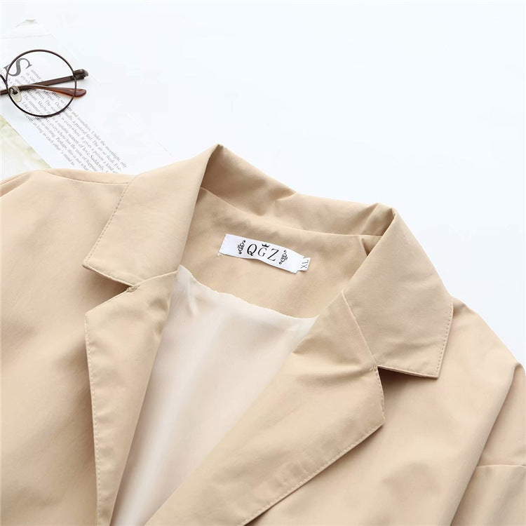 Elegant Long Sleeve Blazer Jacket with Belt - Workwear & Casual Korean style plus size ladies casual top