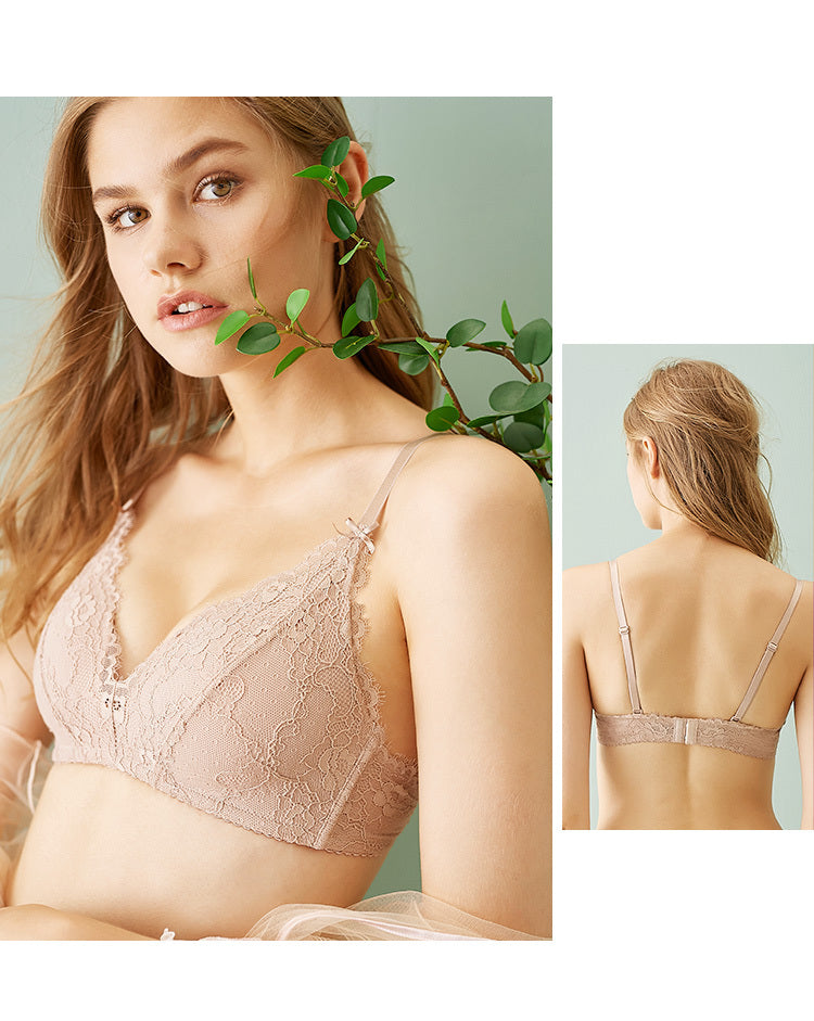 Seamless Wireless Lace Comfort Bra Corel Lace Thin Bra Without Steel Ring Bra