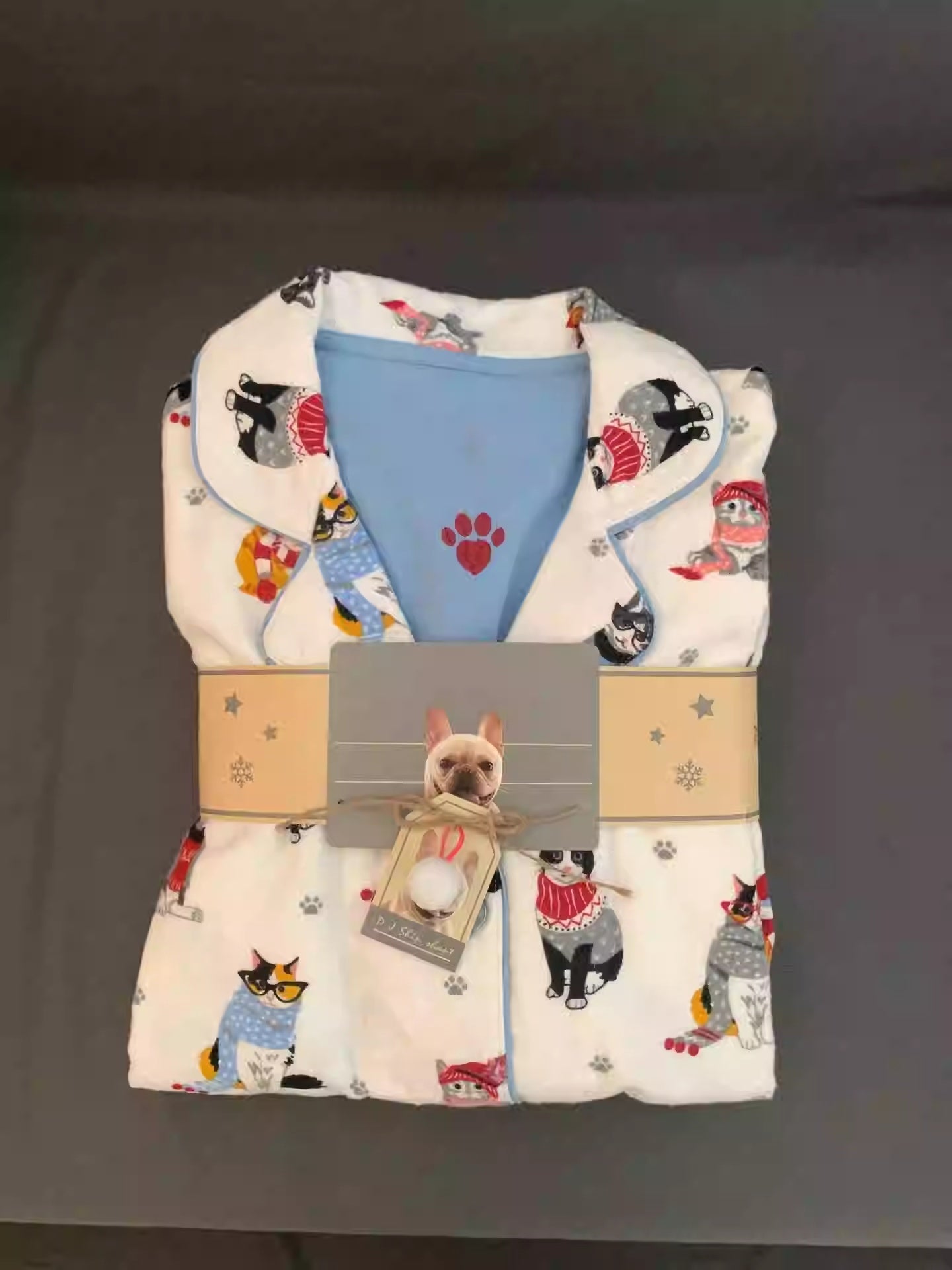 Soft Cotton Blend Dog Lover's Pajama Set Women's Korean-style Cartoon Printed Pajamas