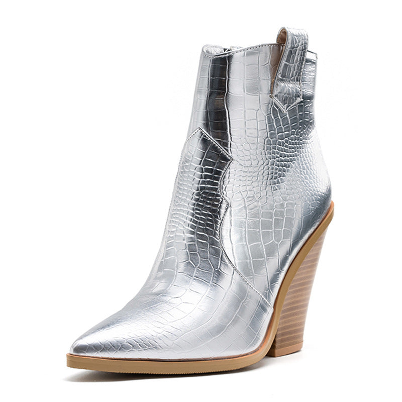 Trendy Western Style Ankle Boots for Women | Animal Print & Metallic Finishes