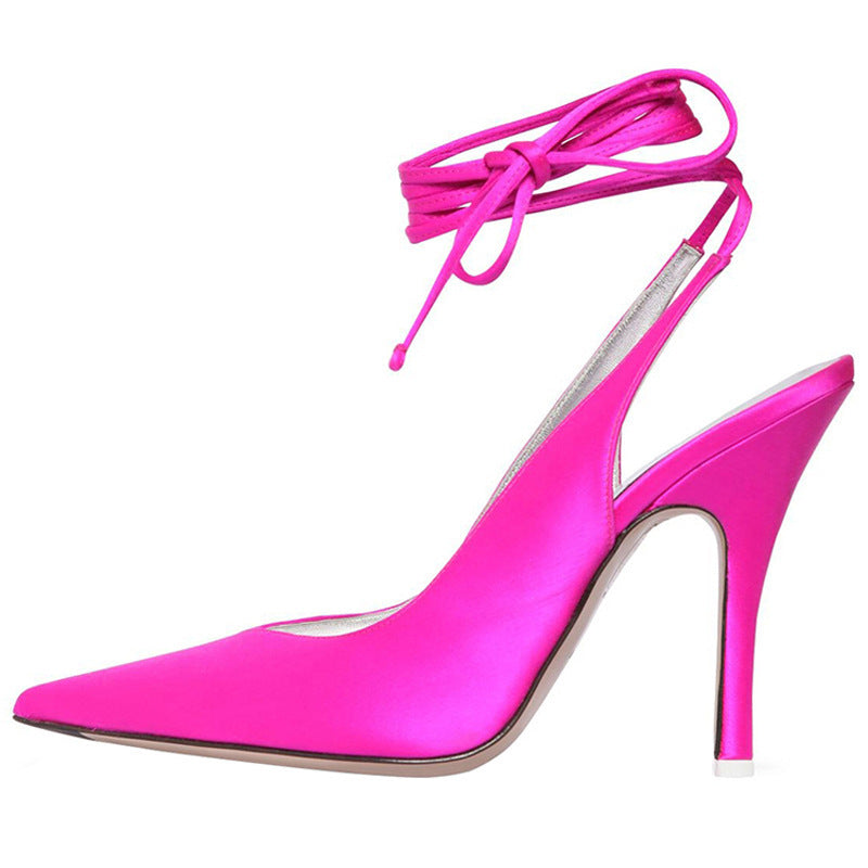 Colorful Satin high-heeled sandals