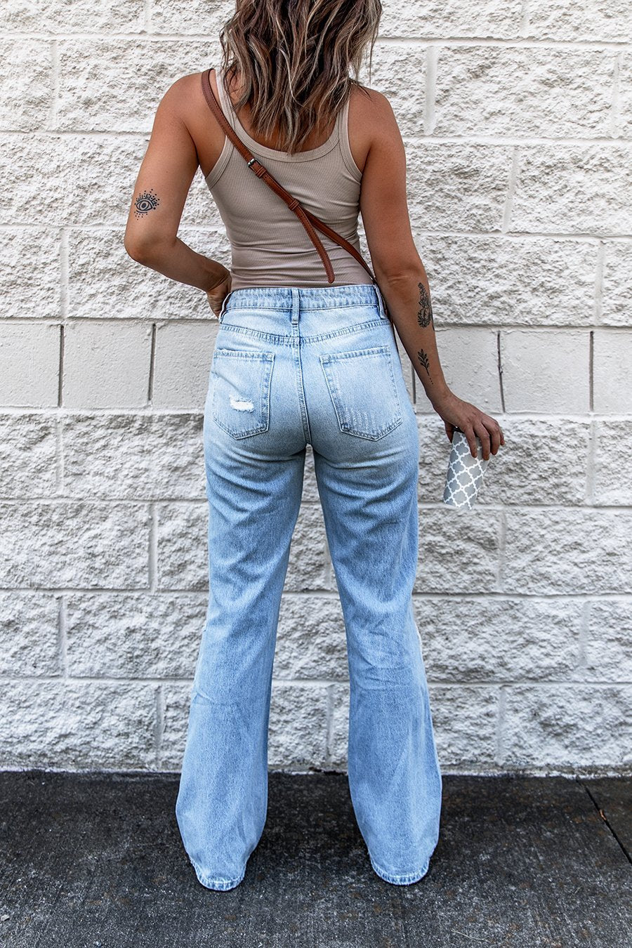 Ripped High Waist Retro Slim Fit Denim Boot-cut Pants