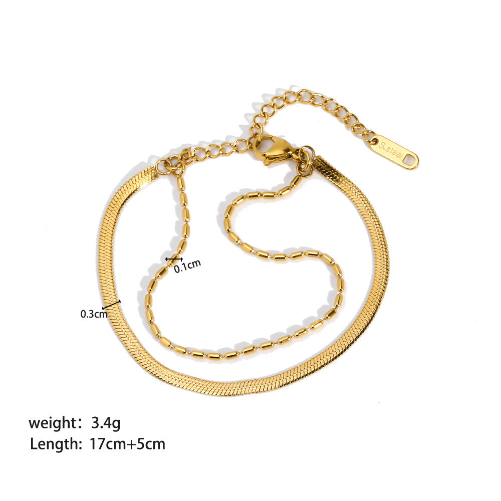 Elegant Gold Plated Bracelet Stack - Various Chain Designs Stainless Steel Ornament Bracelet Female