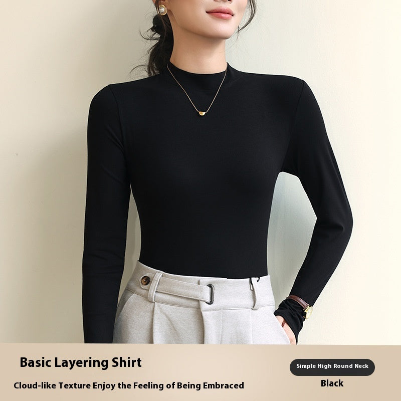 Half Turtleneck Bottoming T-Shirt Women's Autumn And Winter New Western Style
