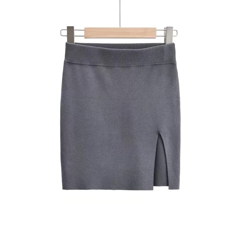Short Skirt Fashion Side Slit Slim Knit For Women