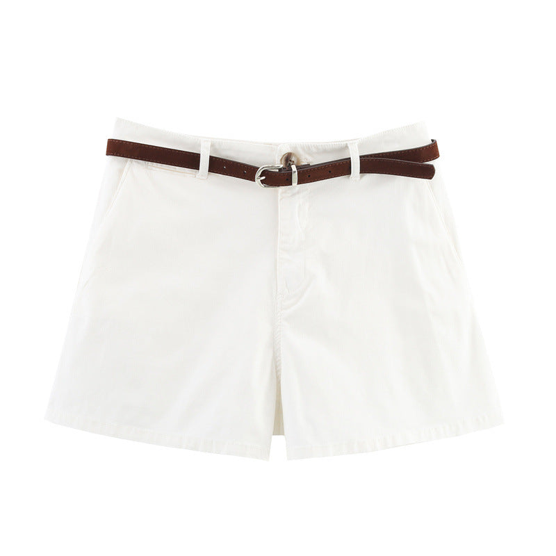 New Summer Design Sense Versatile Belt Casual Shorts